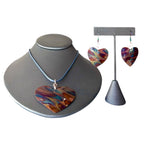 Flame Painted Copper Hearts Jewelry Set