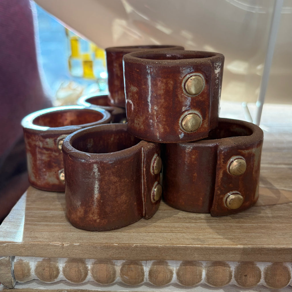 Stoneware Rustic Rivets Napkin Ring
