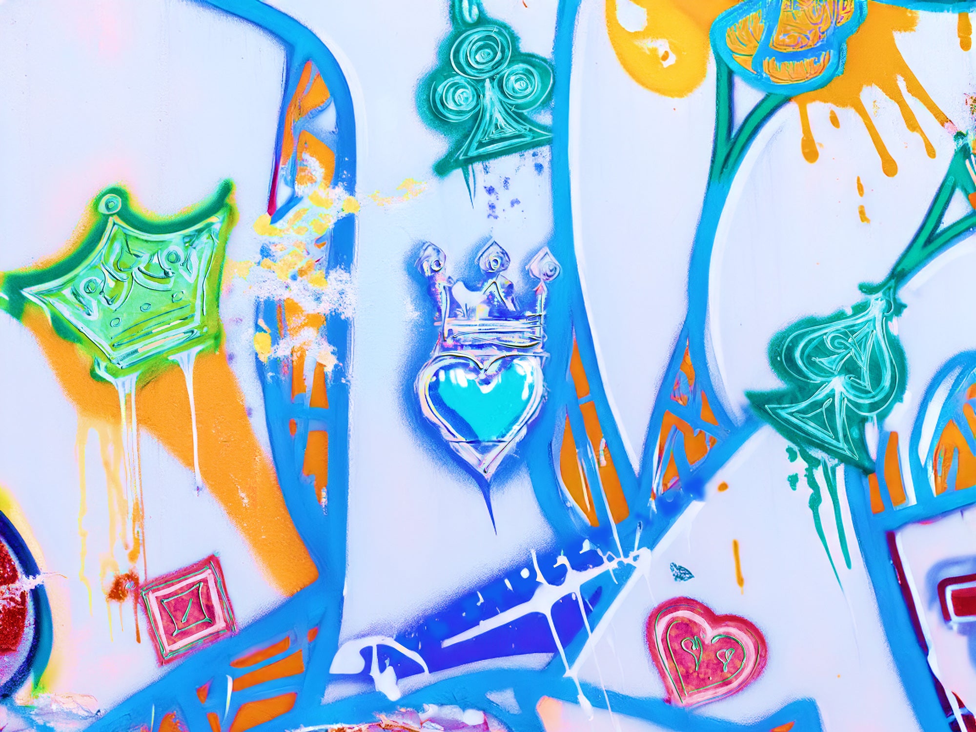 AVL Street Art Blue Queen of Hearts T-Shirt