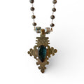 African Tuareg Cross Necklace | Aqua Faceted Crystal