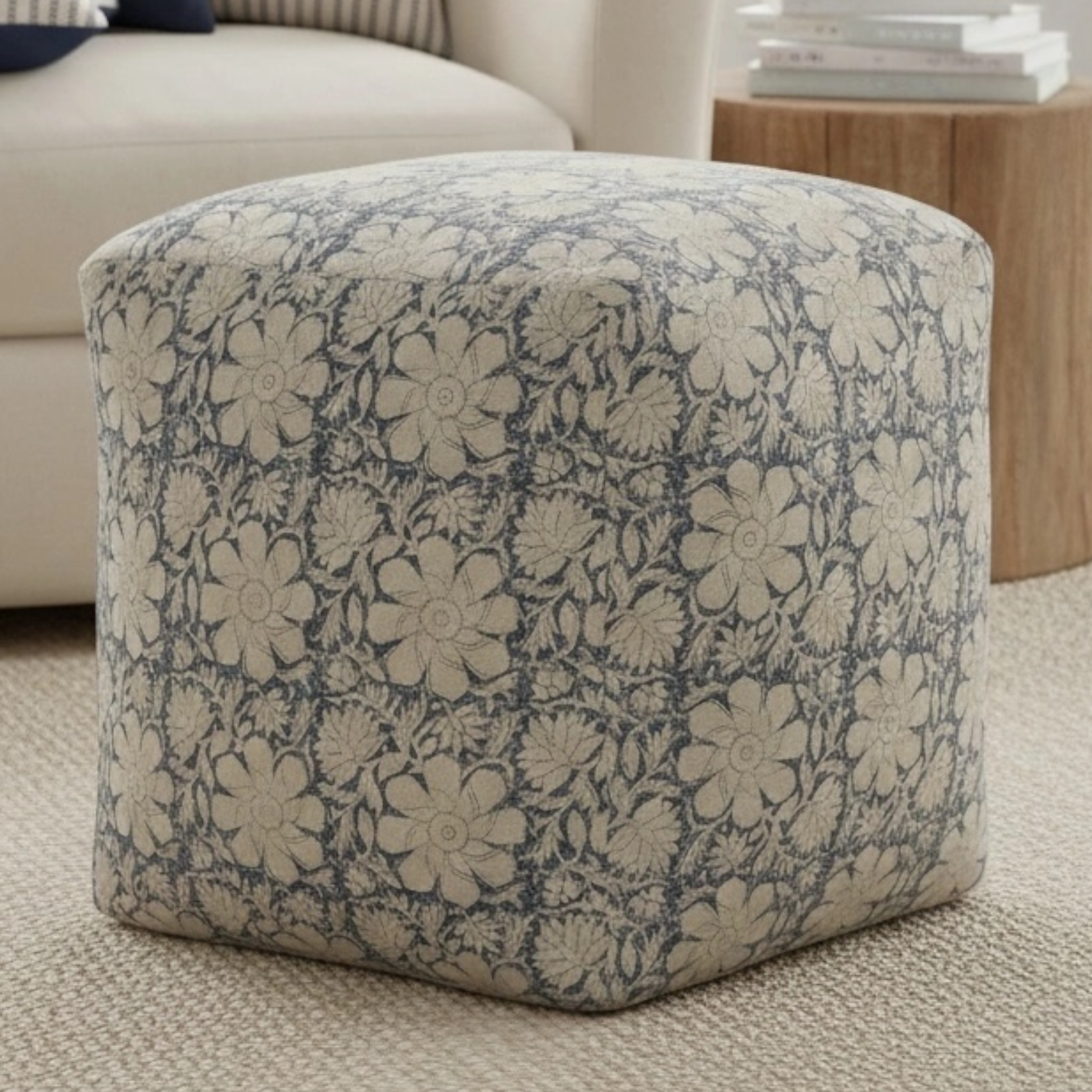 Floral Cottage Cube Pouf