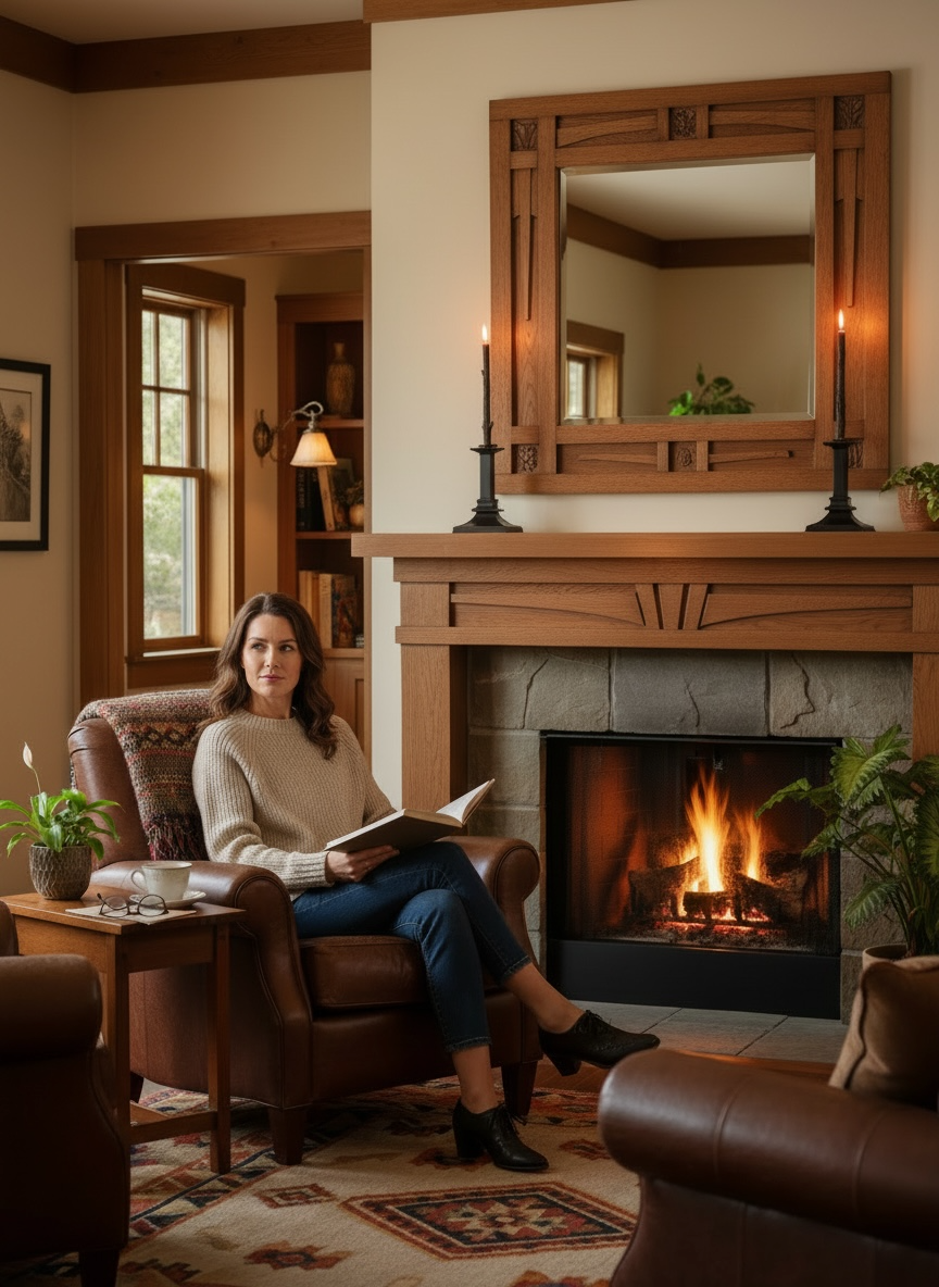 Antique Arts & Crafts Mahogany Candlesticks w/ Brass Trim | Set of 2
