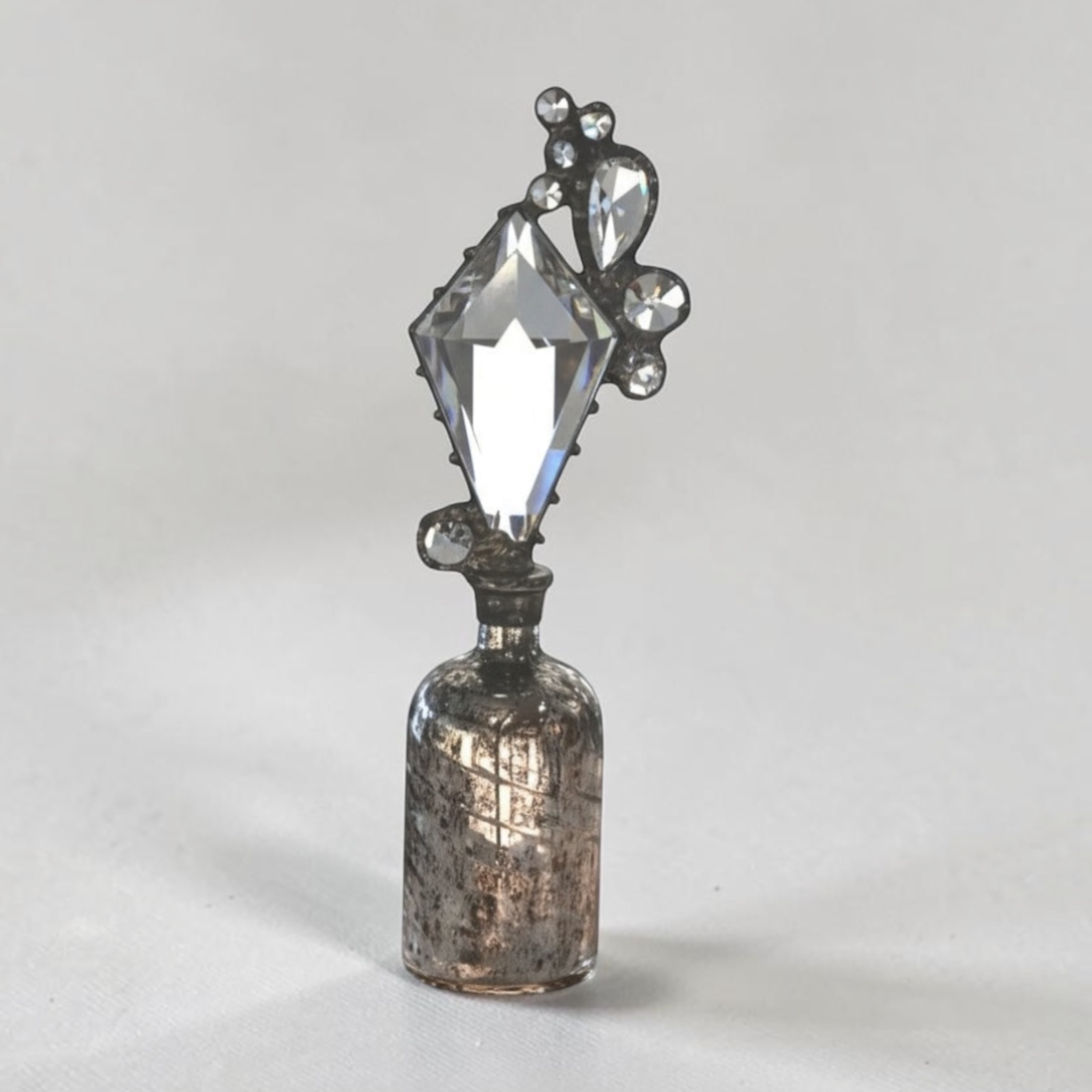 Crystal Embellished Mercury Glass Bottle
