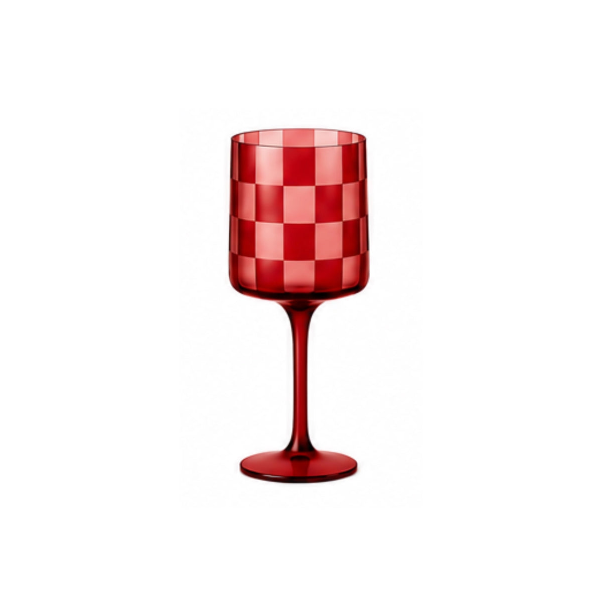 Checkered Wine Glass I Merlot
