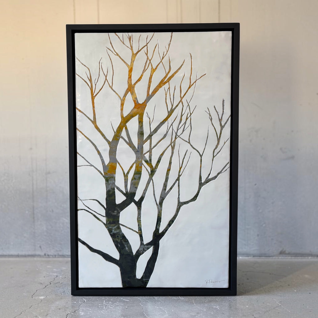 REACHING Encaustic Wax on Panel w/ Frame