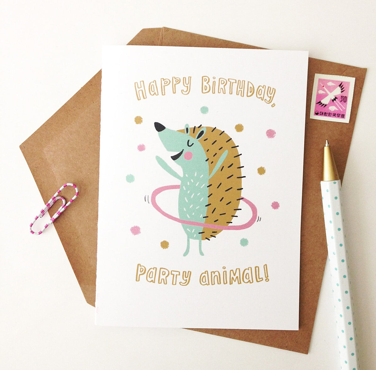 Hula Hedgehog Birthday Card: Party Animal Greeting
