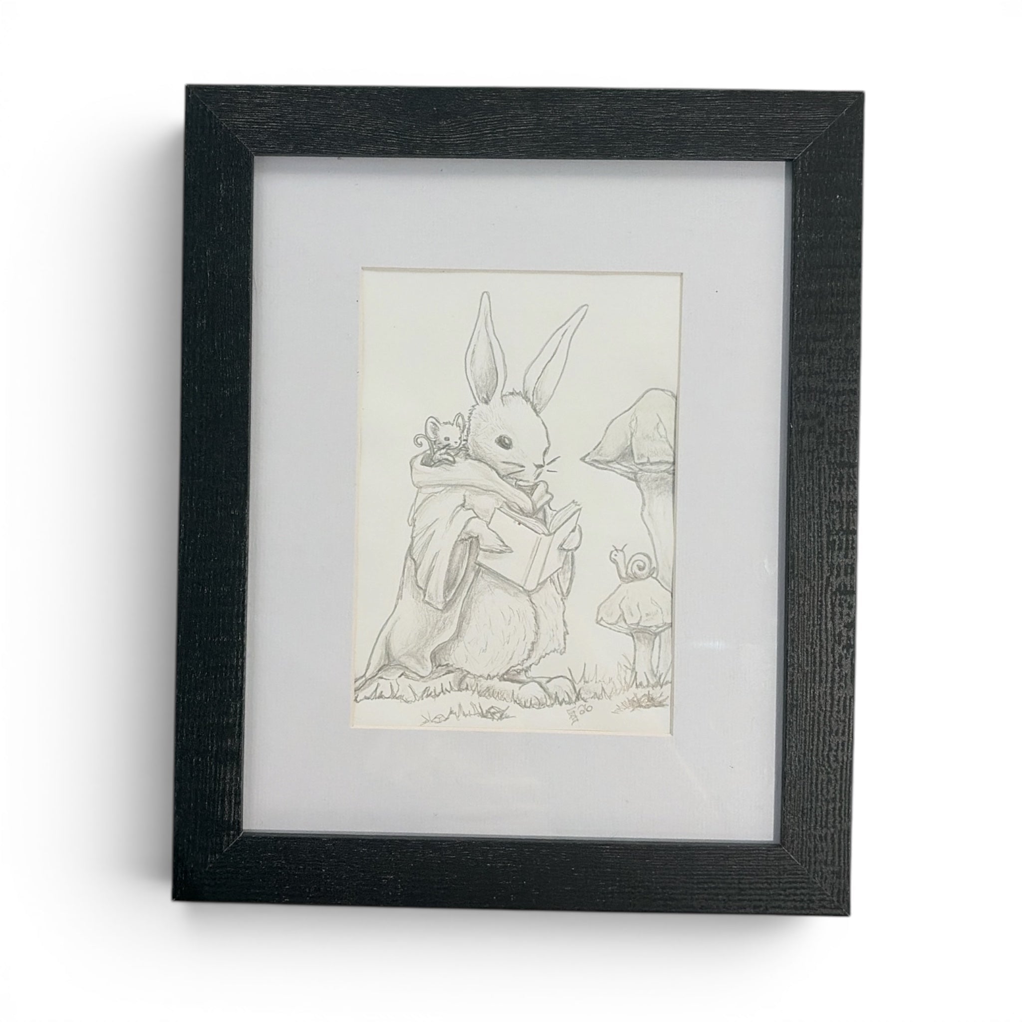 The Rabbit & The Book | Original Silverpoint Drawing
