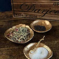 Gold Condiment Dishes with Spoon