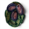 Vintage Italian Majolica Plum Small Dish | Hand-Painted Trompe l’Oeil Fruit Plate, Made in Italy