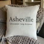 Asheville Lat Long Throw Pillow