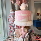 Hand-Painted Lamp Shade w/ Marabou & Crystal Trim 15"
