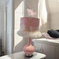 Hand-Painted Lamp Shade w/ Marabou & Crystal Trim 15"