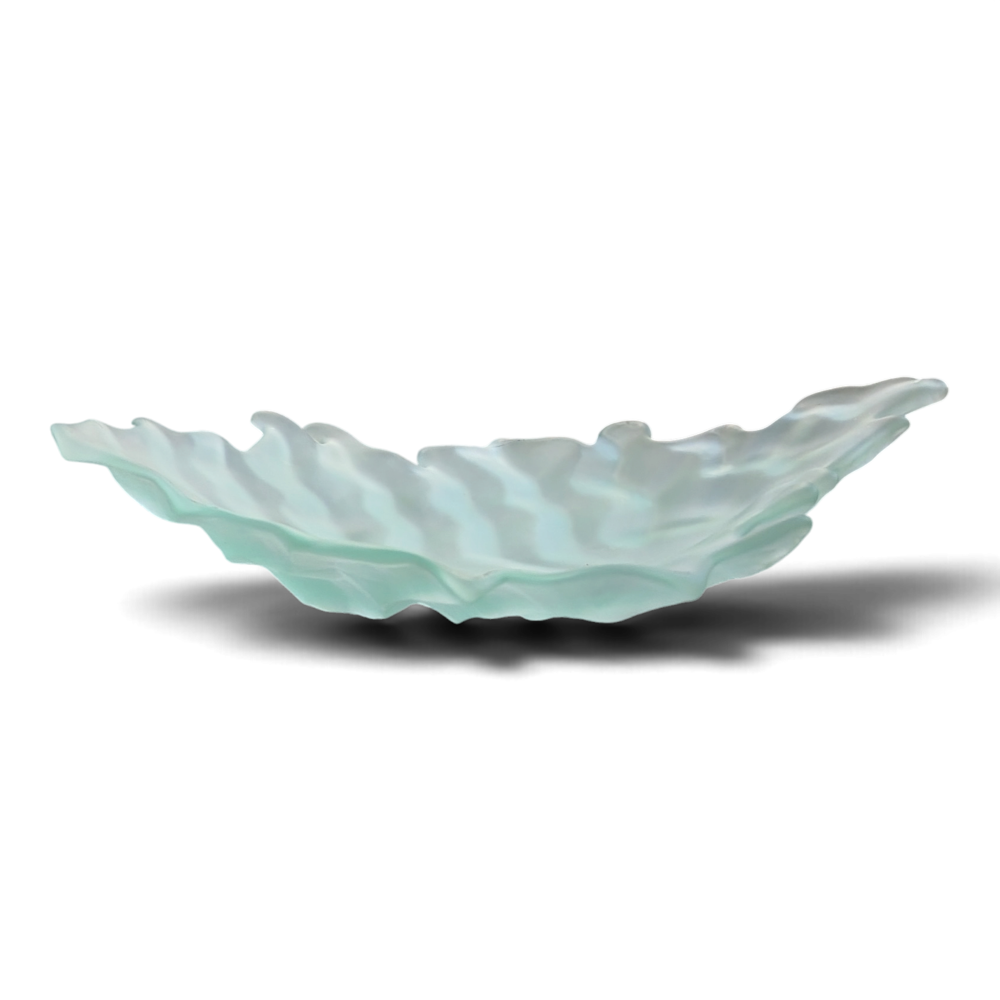 Large Opalescent Freeform Art Glass Bowl | Sculptural Studio Glass Centerpiece