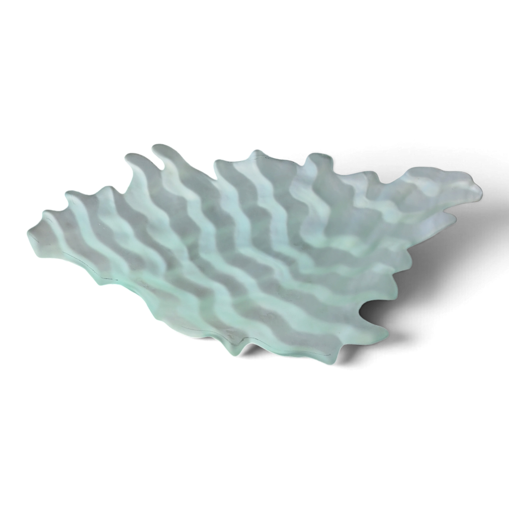 Large Opalescent Freeform Art Glass Bowl | Sculptural Studio Glass Centerpiece