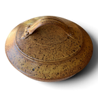 Vintage Studio Pottery Covered Casserole | Speckled Stoneware, Signed
