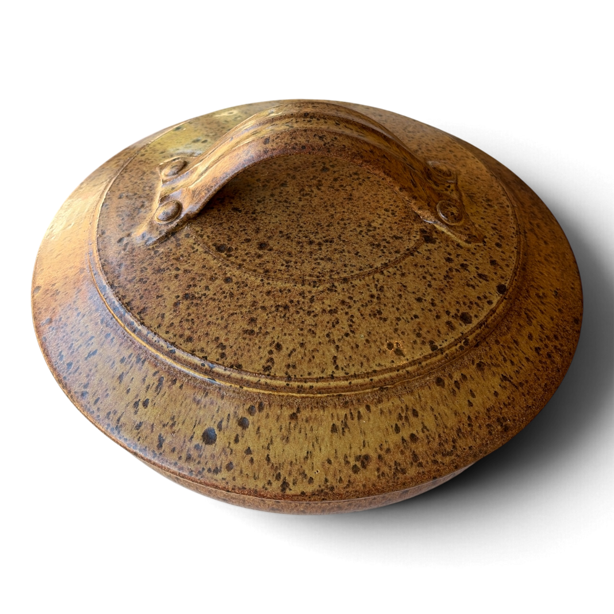 Vintage Studio Pottery Covered Casserole | Speckled Stoneware, Signed