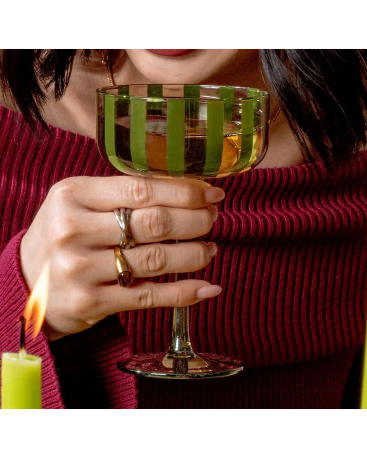 Stripe Coupe Glass | Chocolate