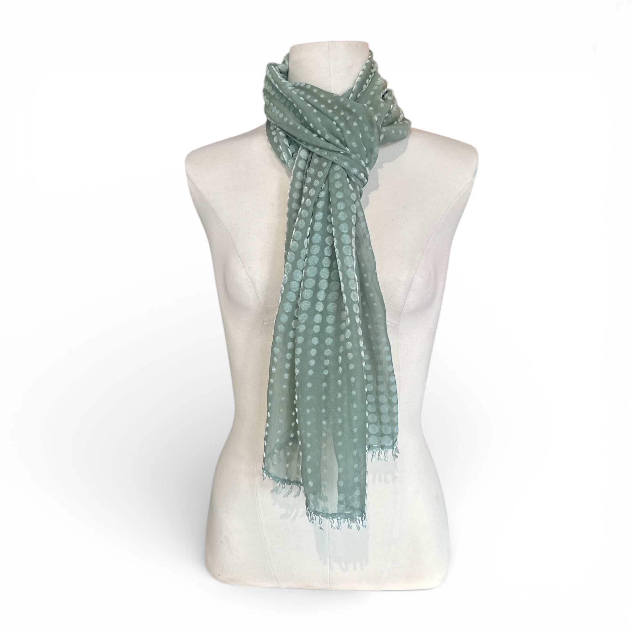 Hand-Dyed Silk & Rayon Scarf | Sea Glass Dot
