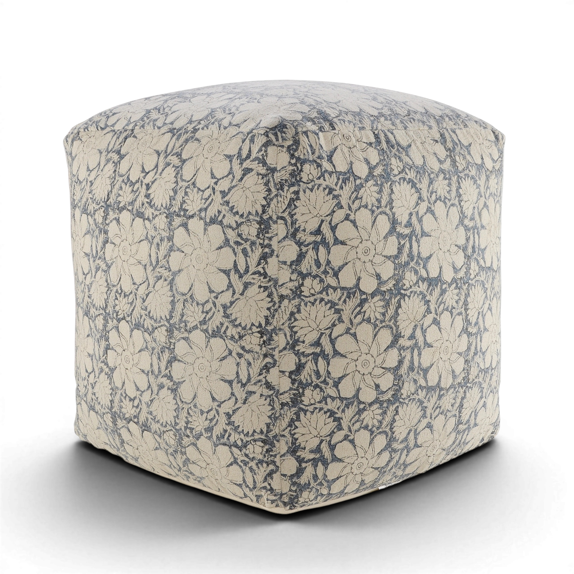 Floral Cottage Cube Pouf Ottoman | 20x20"