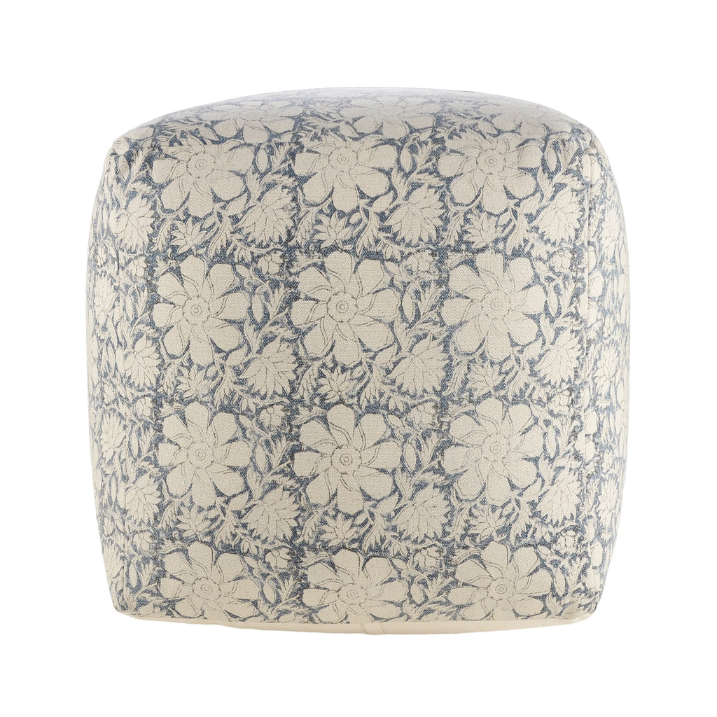 Floral Cottage Cube Pouf Ottoman | 20x20"