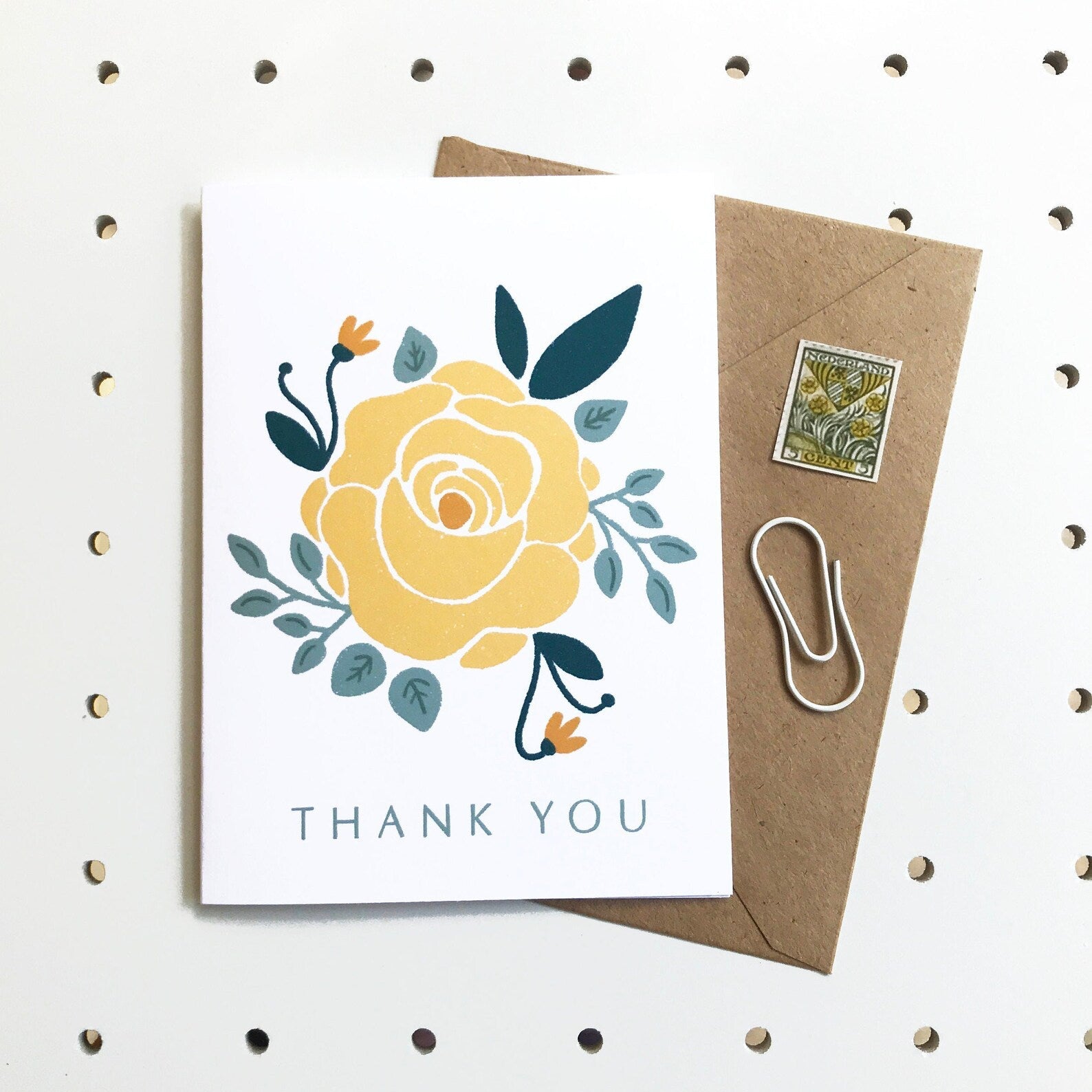 Thank You Card - Yellow Rose