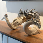 The Ram — Embellished Skull with Antique Chandelier Crystals & Hand-Soldered Silver