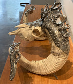The Ram — Embellished Skull with Antique Chandelier Crystals & Hand-Soldered Silver