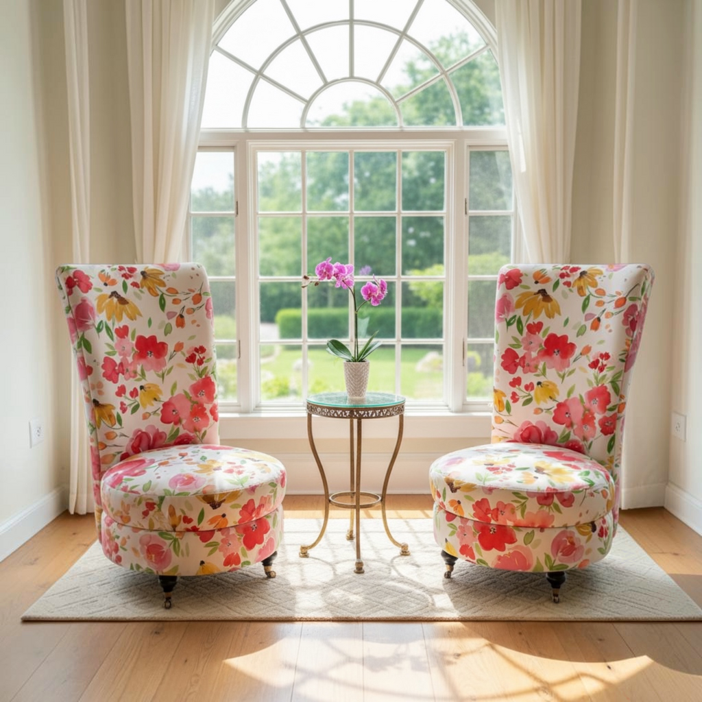 Watercolor Floral Slipper Chair