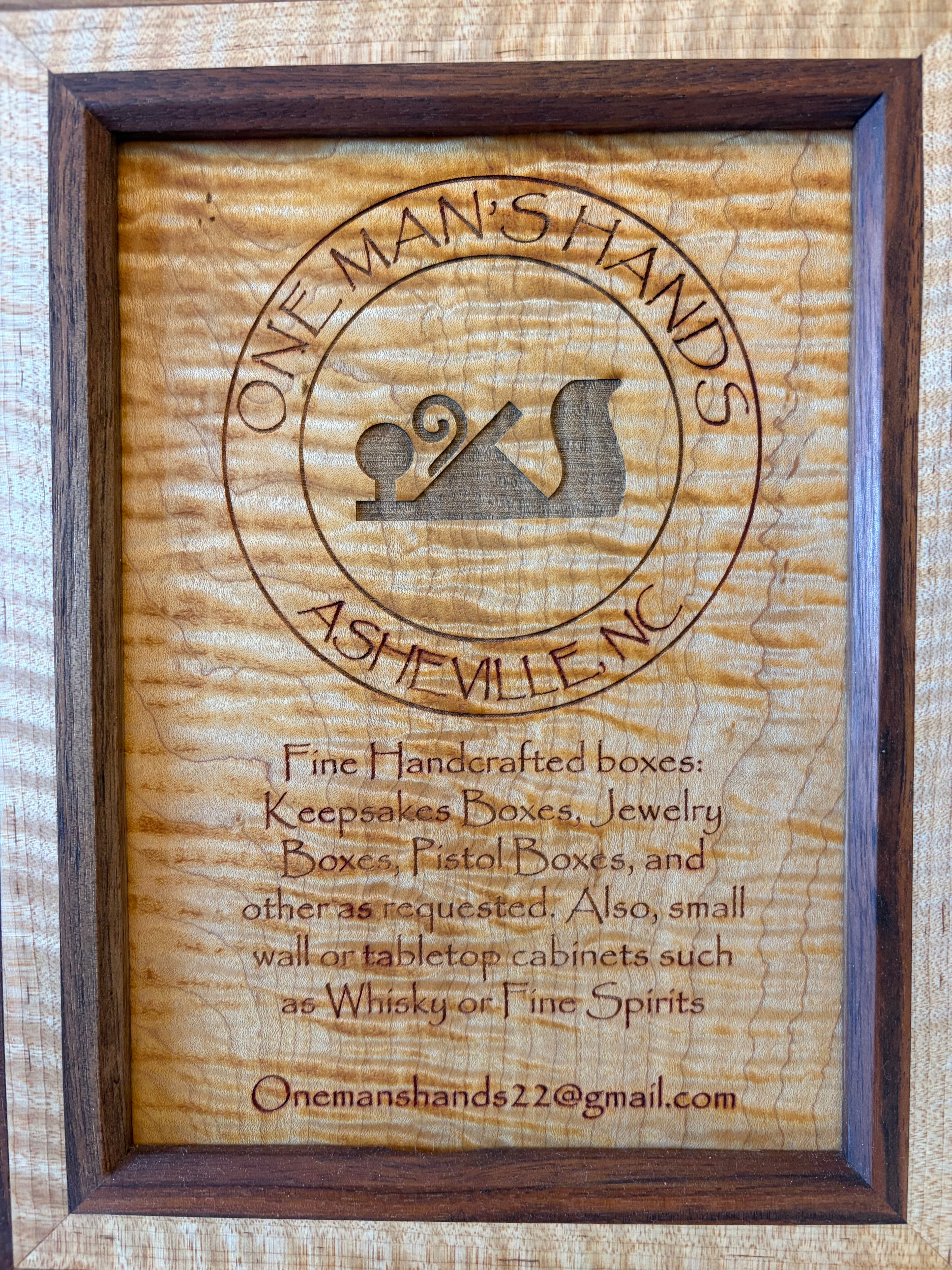 One Man's Hands Fine Spirits Cabinet — Claro Walnut & Curly Maple