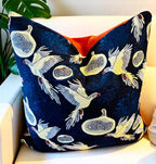 "Gilded Flight" Silk Brocade & Suede Pillow 17" x 17"