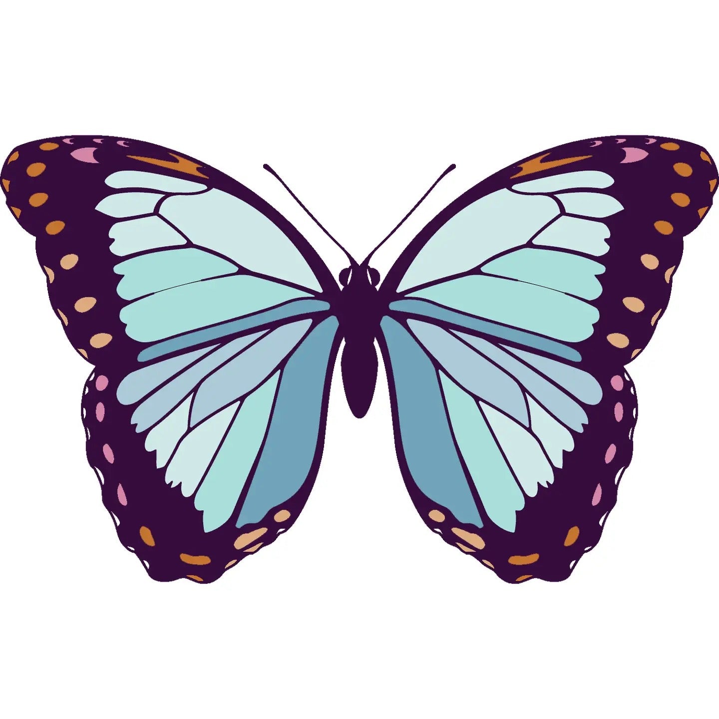Blue Butterfly Retro Vinyl Sticker