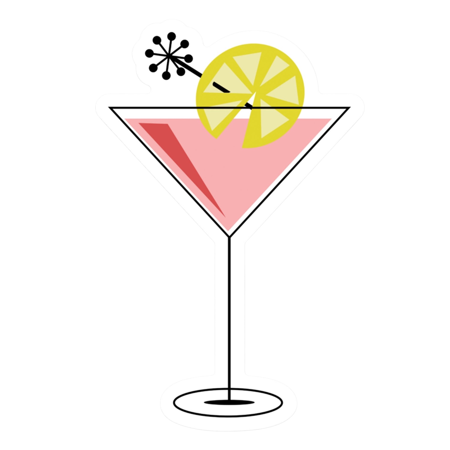 Cosmo Martini w/ Lemon Slice Vinyl Sticker