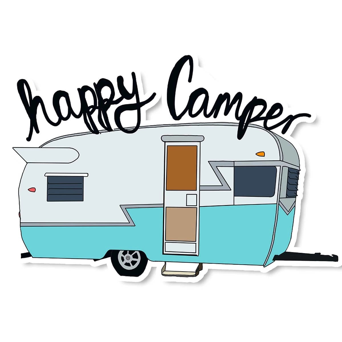 Happy Camper Vintage Hand Drawn Sticker