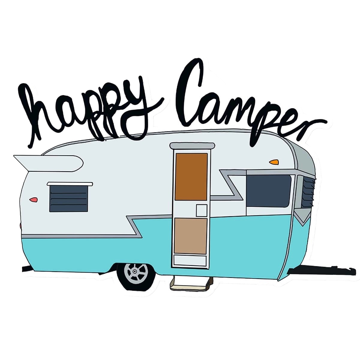 Happy Camper Vintage Hand Drawn Sticker