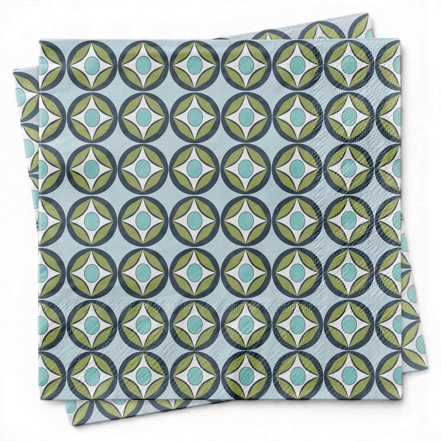 Blue Circle Mid Century Modern Cocktail Beverage Napkin