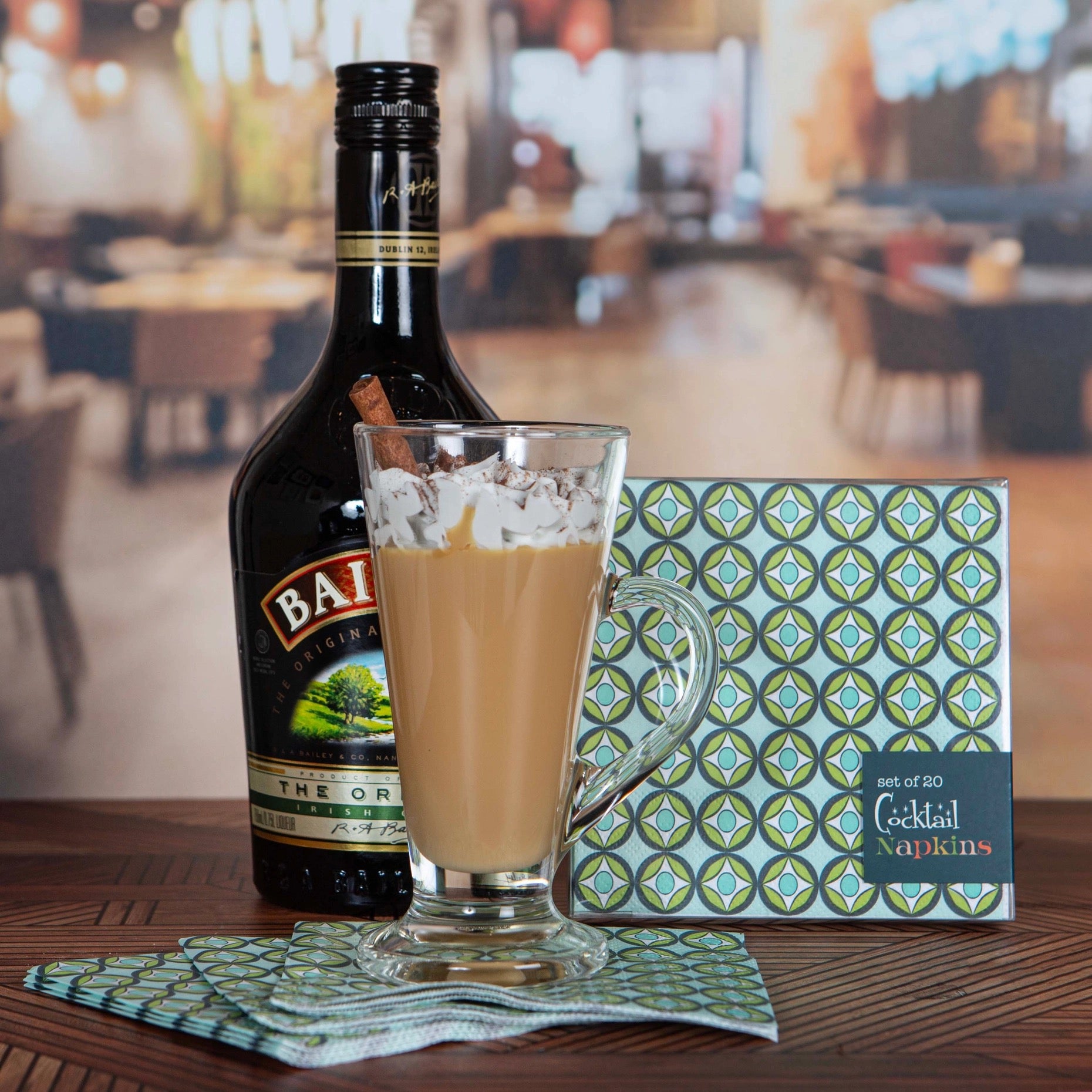 Blue Circle Mid Century Modern Cocktail Beverage Napkin