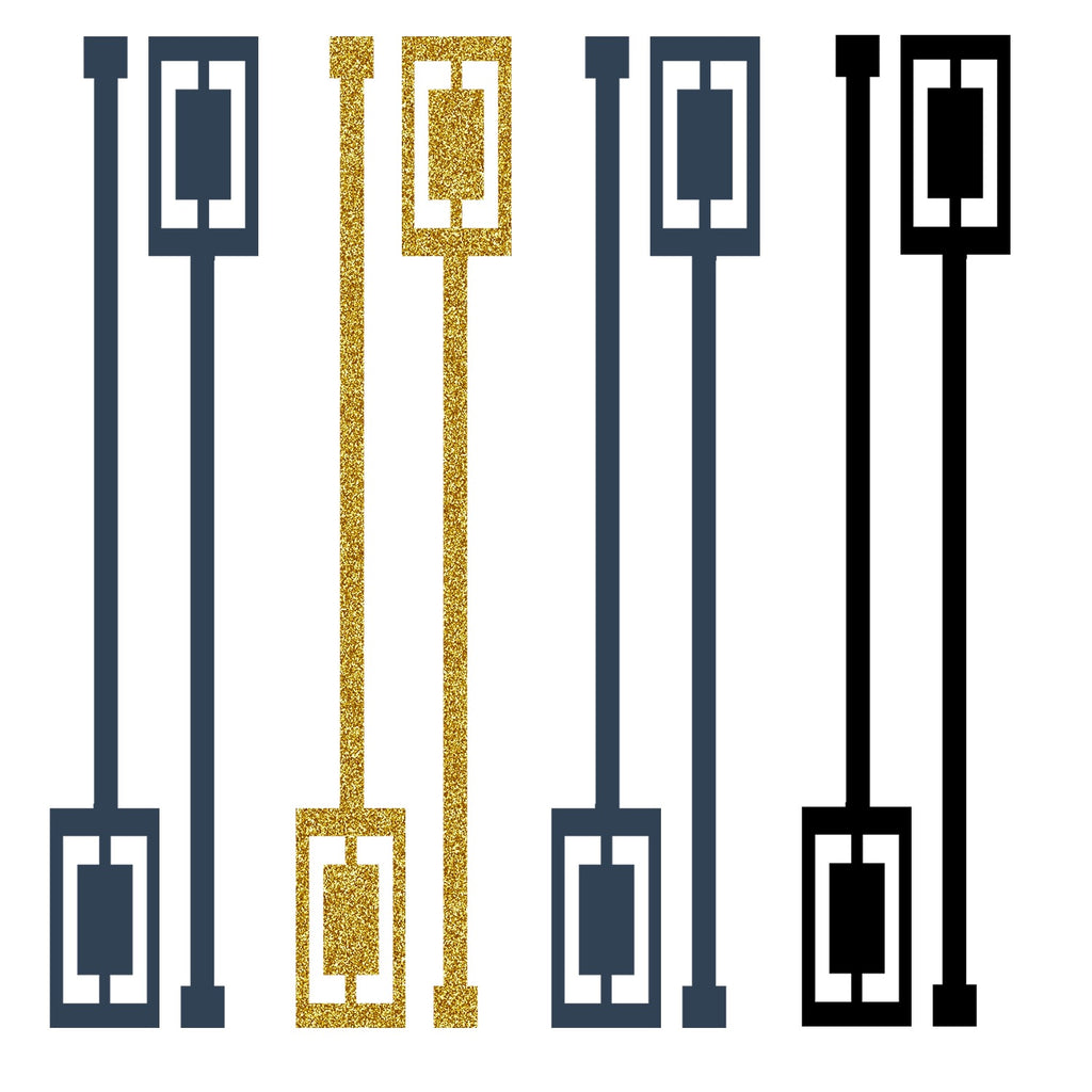 Navy and Gold Rectangle Acrylic Swizzle Stix Drink Stirrers