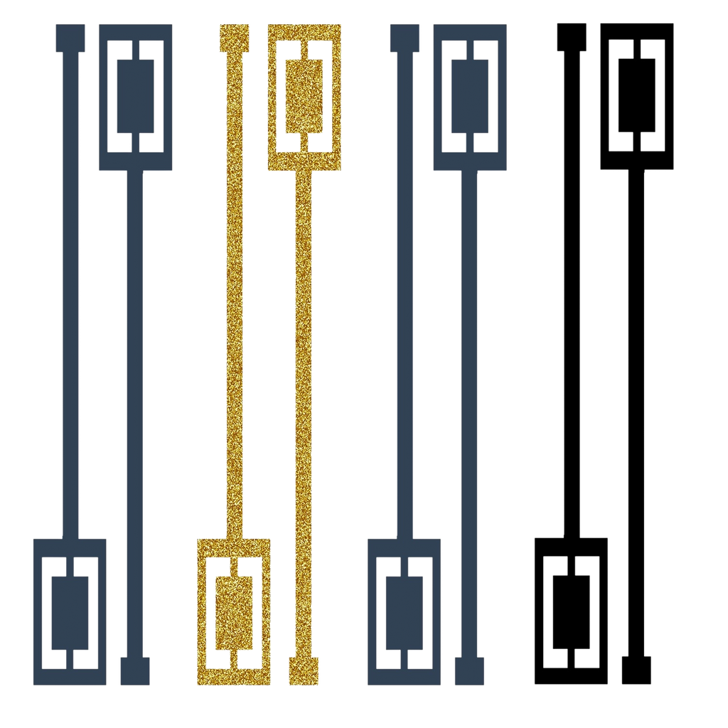 Navy & Gold Acrylic Swizzle Stix Drink Stirrers