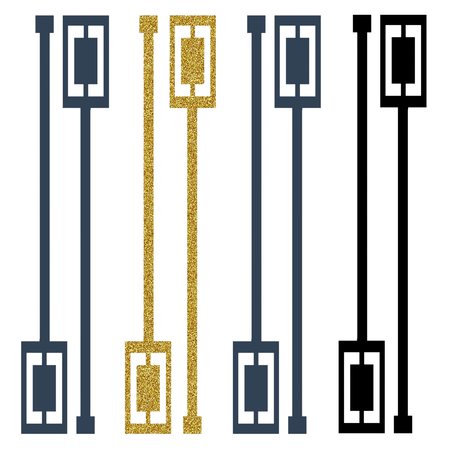 Navy & Gold Acrylic Swizzle Stix Drink Stirrers
