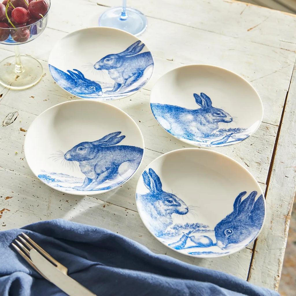 Blue Bunnies Small Plate | Set of 4
