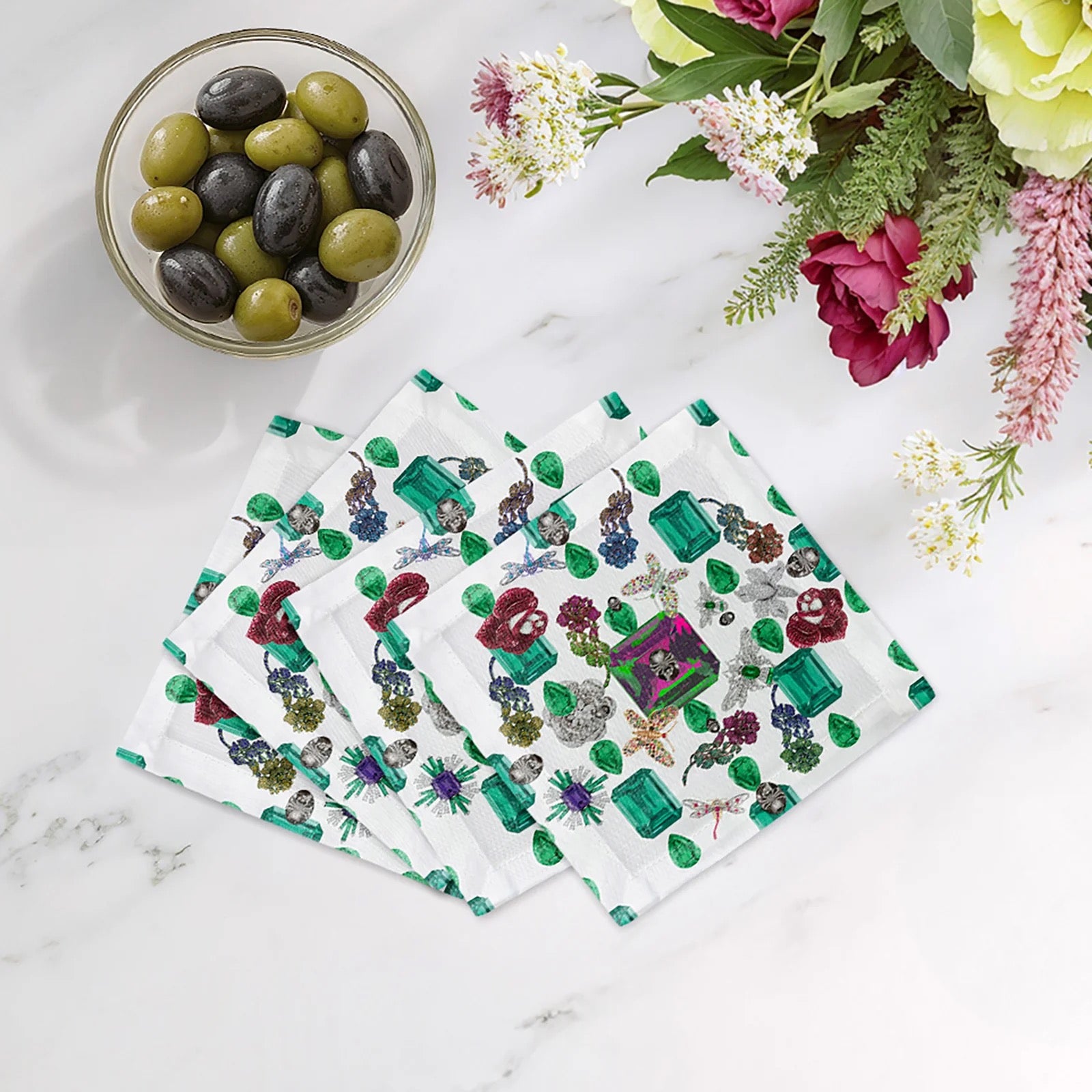 Jewel Box Emeralds Cocktail Napkin