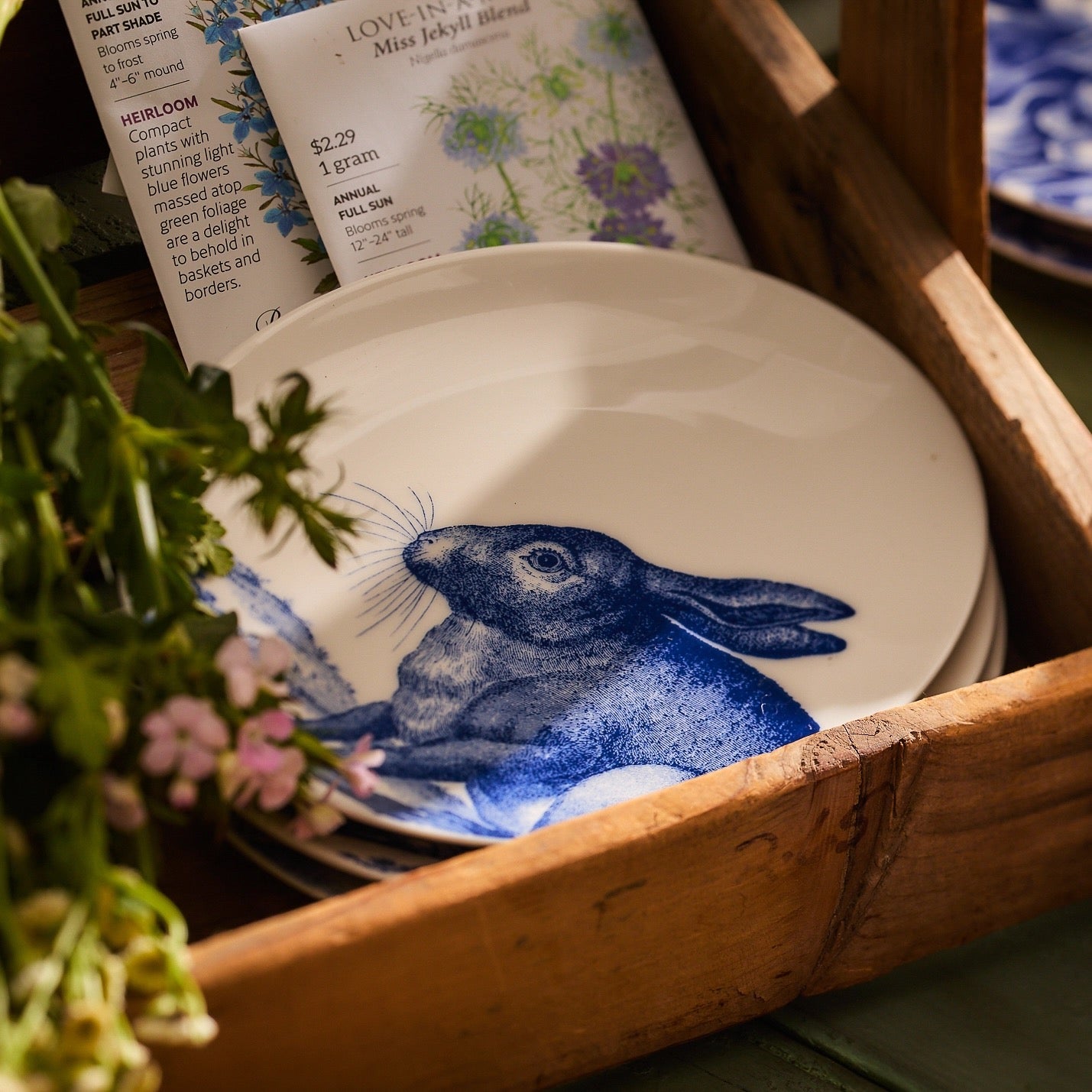 Blue Bunnies Small Plate | Set of 4