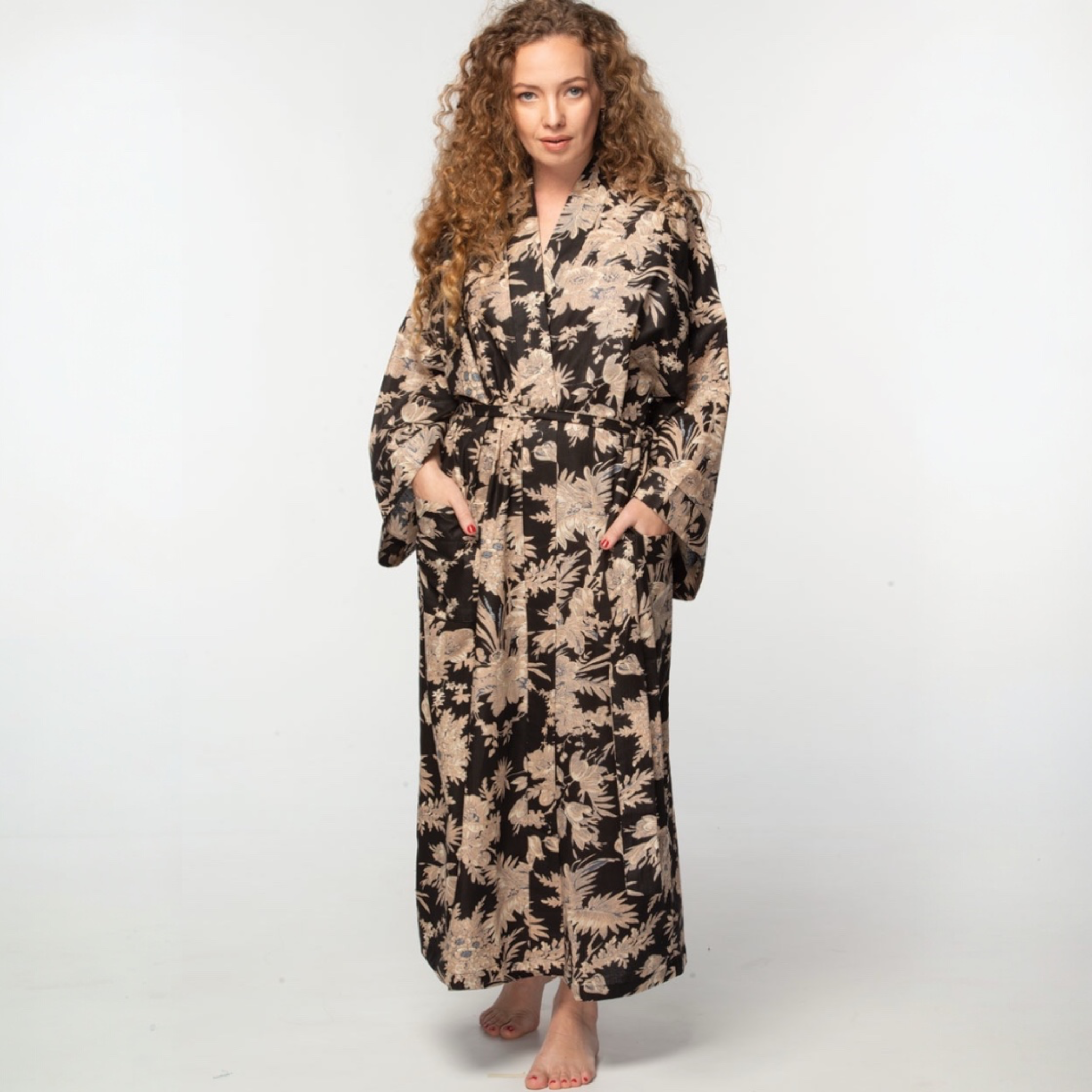 Rani Kimono Robe | Black & Gold