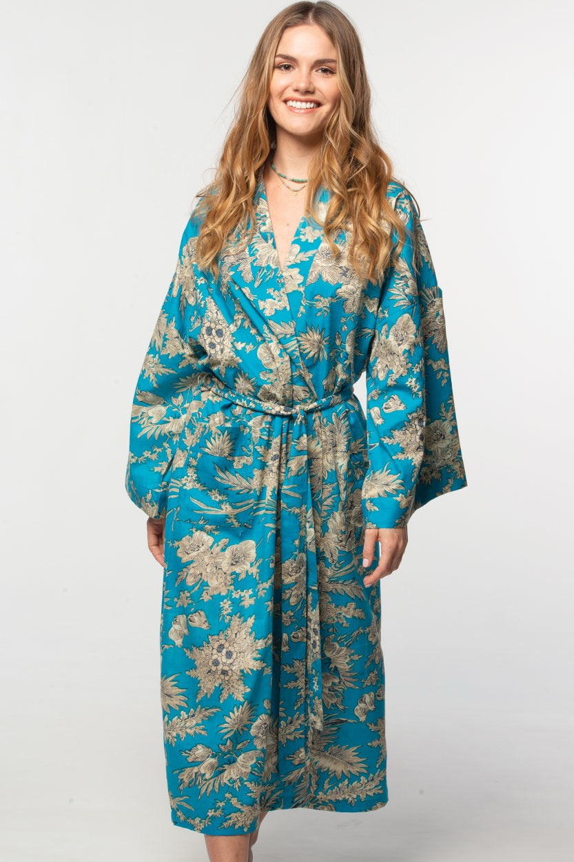 Rani Kimono Robe | Turquoise & Gold