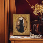Gold Resin Photo Frame w/ 5 x 7 Oval Portrait Aperture