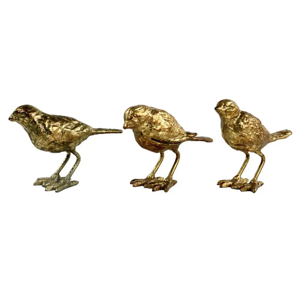 Cast Iron Gold Leaf Birds | Set of 3