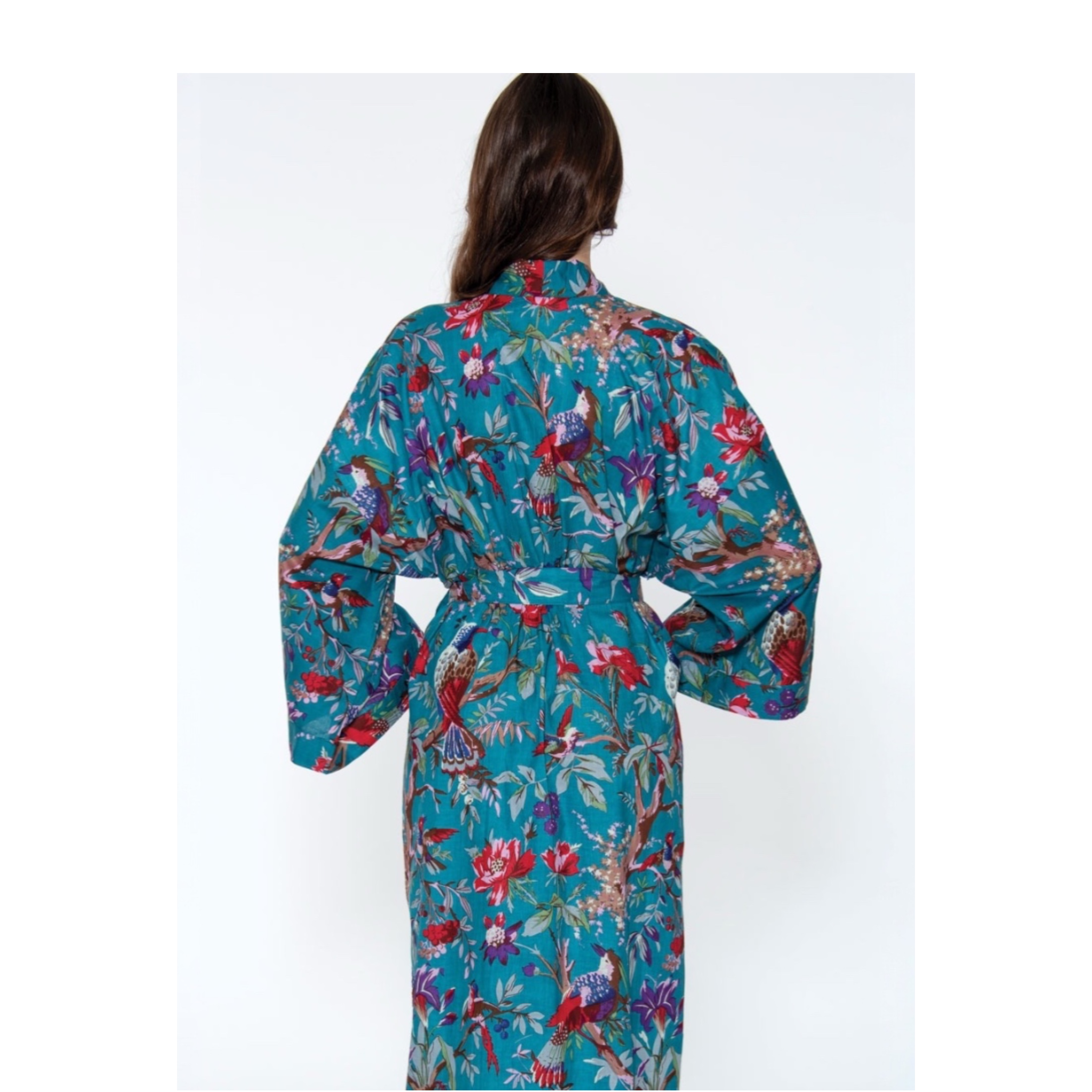 Rani Kimono Robe | Teal & Rose