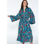 Rani Kimono Robe | Teal & Rose