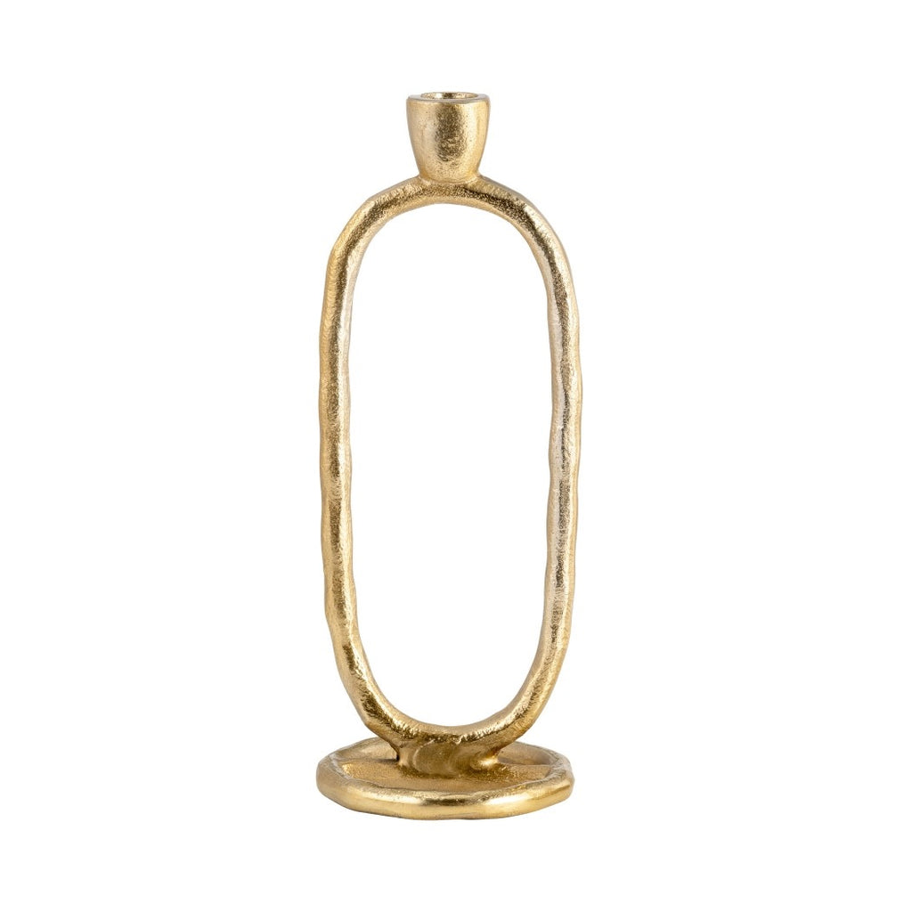 Gold Metal Open Oval Taper Candle Holder | 10"