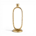 Gold Metal Open Oval Taper Candle Holder | 10"